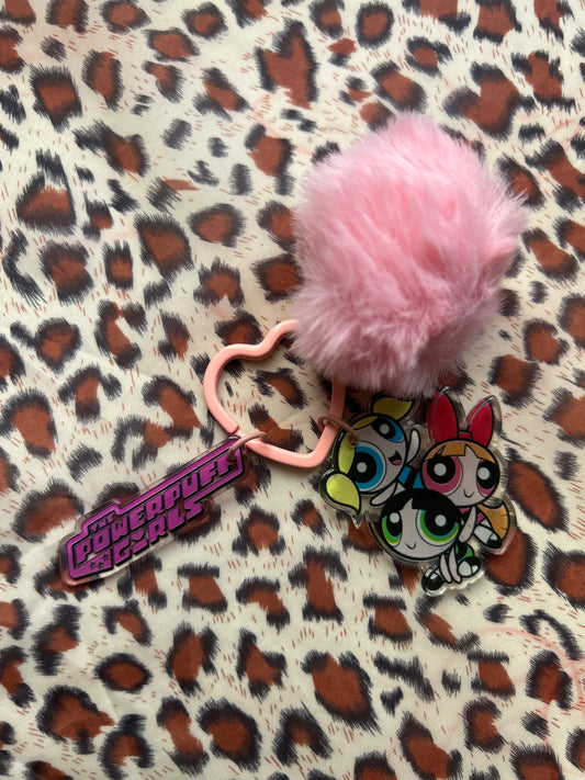 Powerpuff Girls Pom Pom Keychain